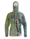 Front view of a Tarpon Online Graphic Fishing Hoodie by Sunpro Hoodies from Cognito Brands, Inc., featuring a detailed tarpon fish design.