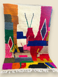 Colorful Moroccan Wool Rug – Tawenza Abstract Boucherouite Style - We The Collective