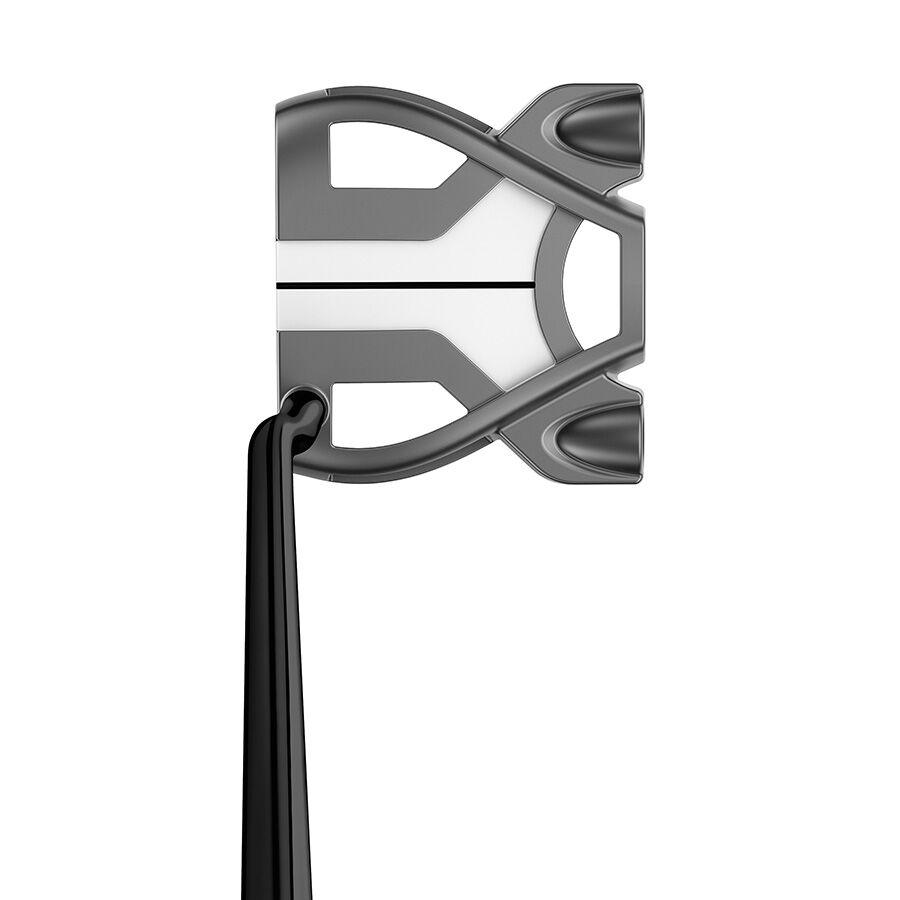 TaylorMade Spider Tour Double Bend Putter with black grip and silver club head, designed for precise putting on the green.