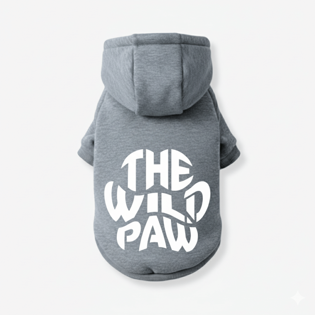 Grey and white Terrain Trek Hoodie by The Wild Paw, featuring a cozy fit and outdoor-inspired design.
