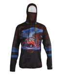 Front view of The Snack Graphic Fishing Hoodie by Sunpro Hoodies from Cognito Brands, Inc., showcasing a vibrant fishing-themed graphic design.