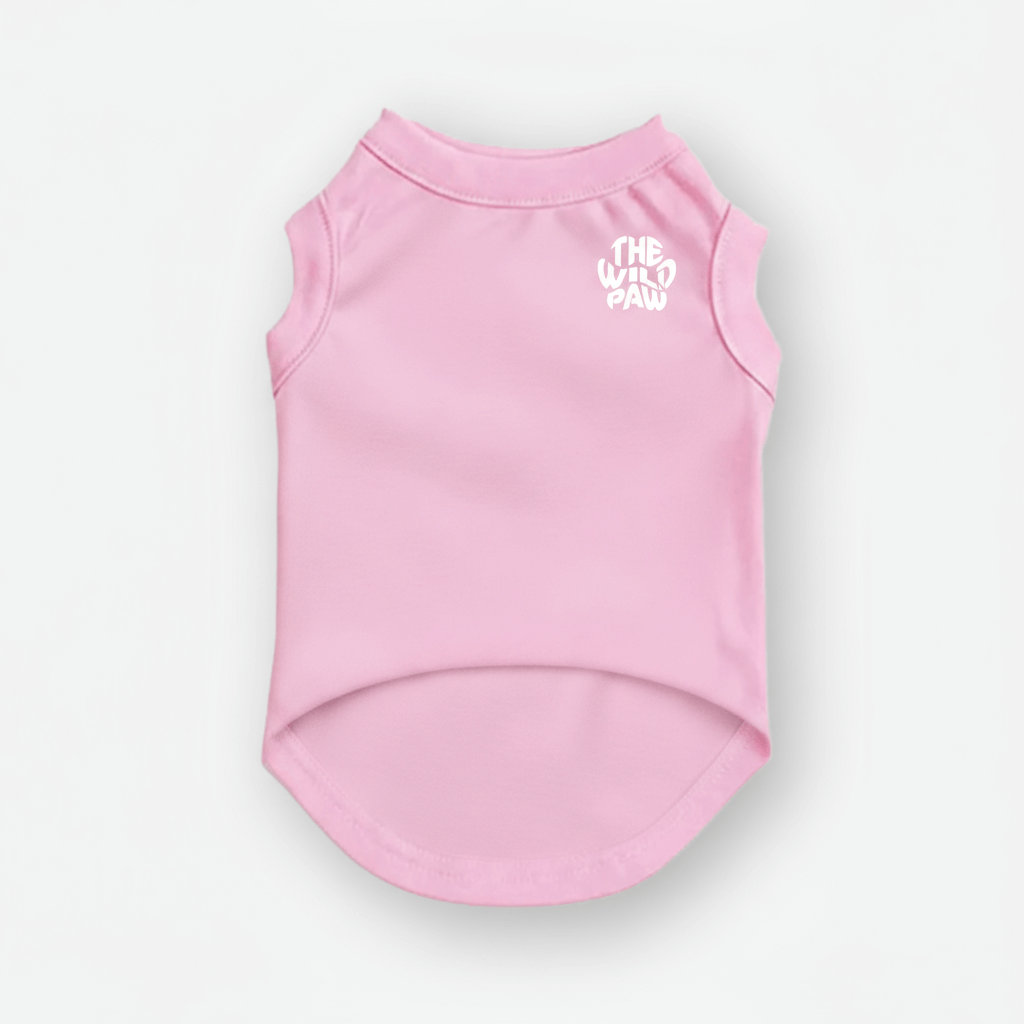 Pink Ridge Runner tank top by The Wild Paw featuring a white logo front design and a casual tee style.