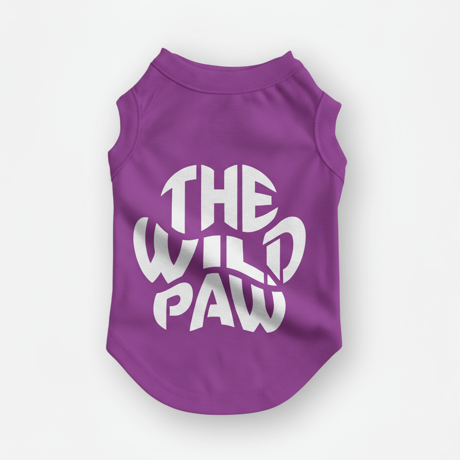 Purple Ridge Runner tank top by The Wild Paw featuring a large logo and realistic design on the back.