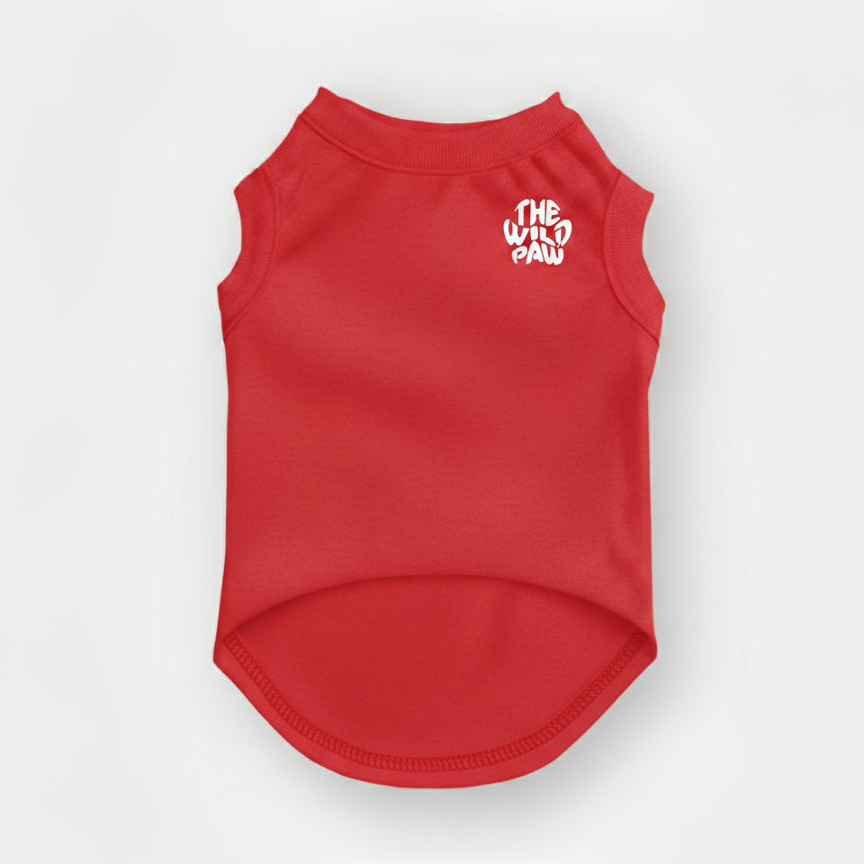 Red Ridge Runner Tank tee by The Wild Paw featuring a front white logo and a casual fit.