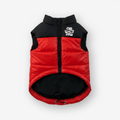 Red ThermaPuffer Vest by The Wild Paw, insulated puffer vest with a front view, showcasing its quilted design and cozy fit.
