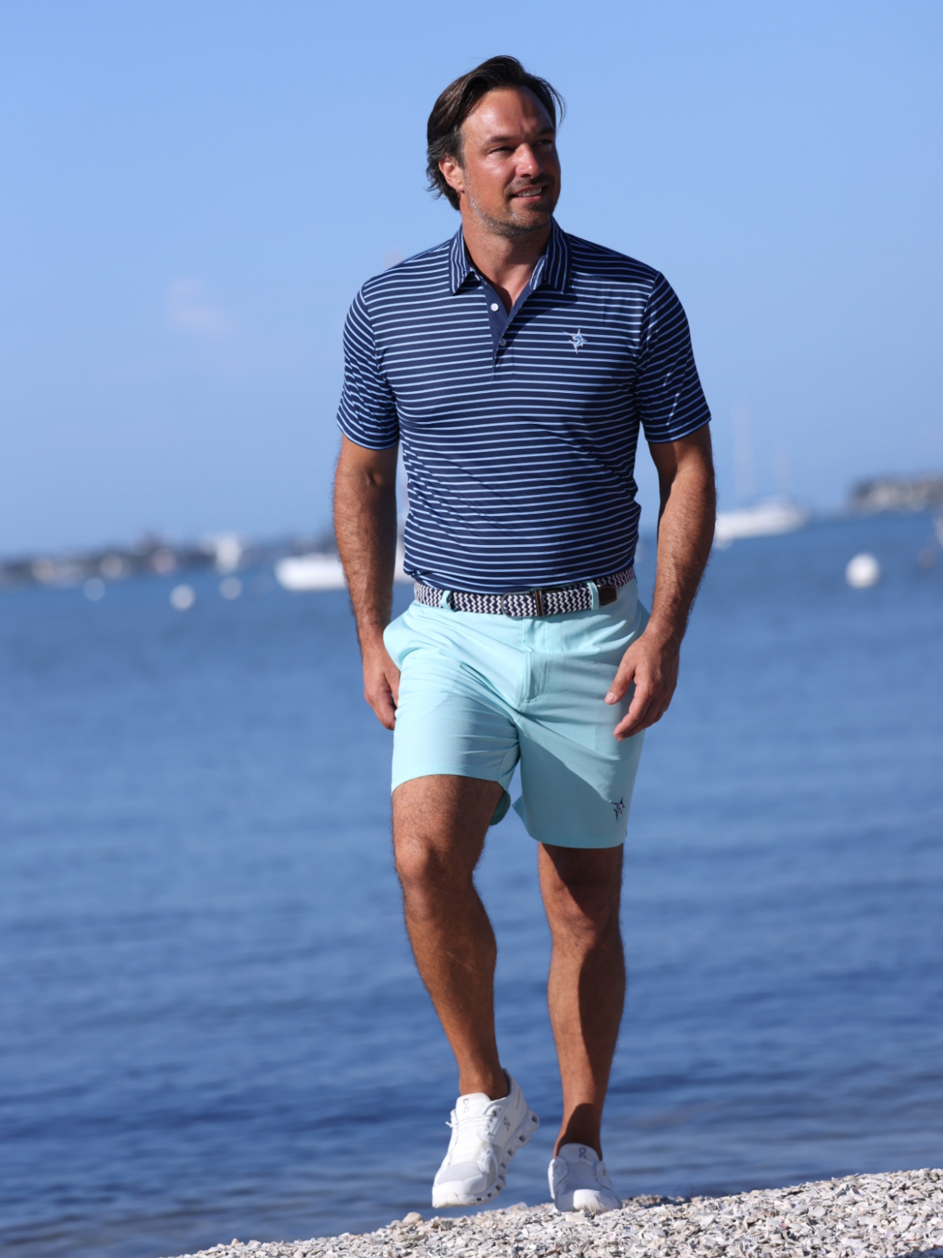 White Water Life Freeport Short in Aqua, lightweight performance shorts with a relaxed fit and quick-drying fabric.