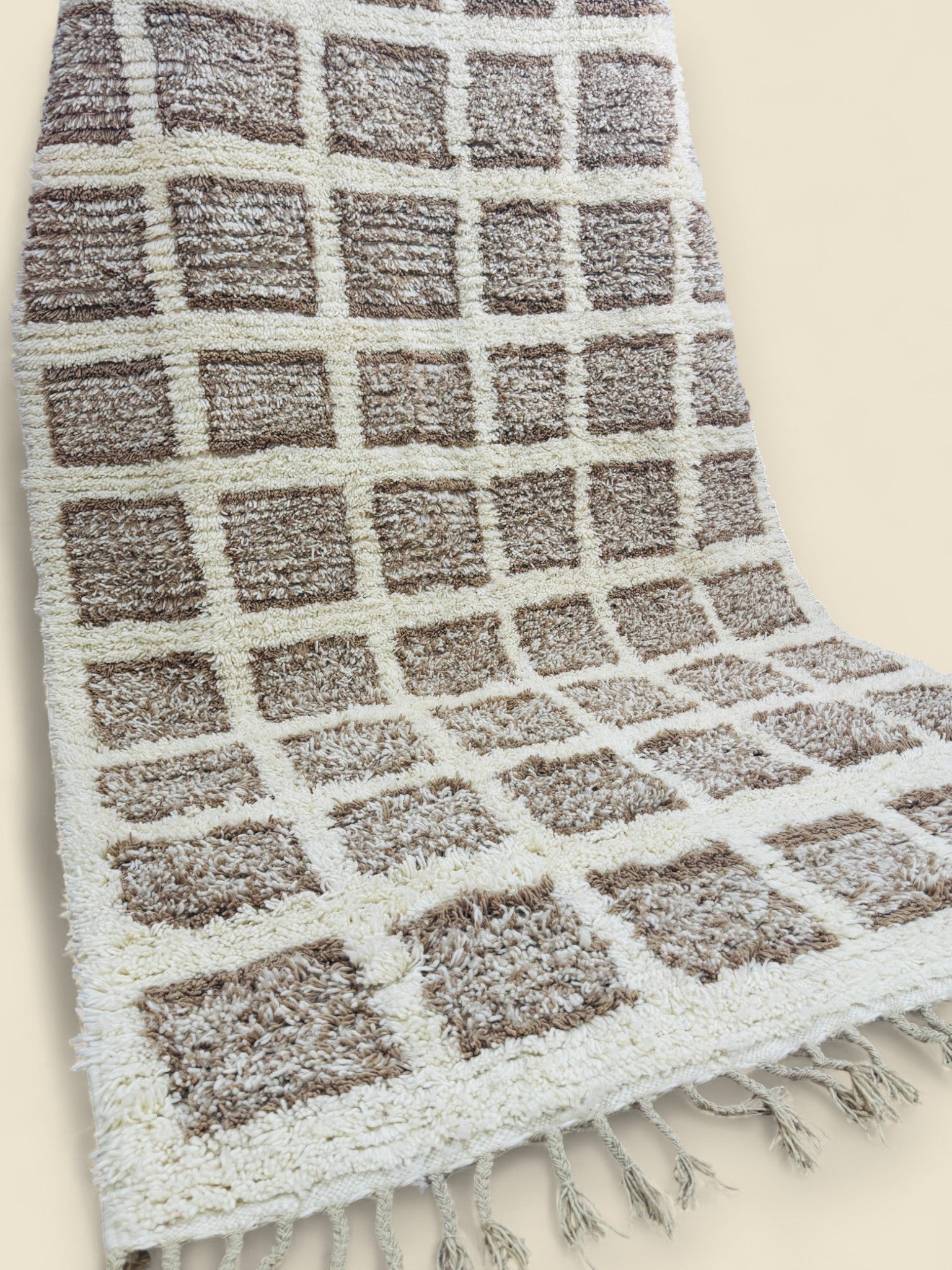 Tilila Moroccan Berber Rug – Handwoven Wool Checkered Design - We The Collective
