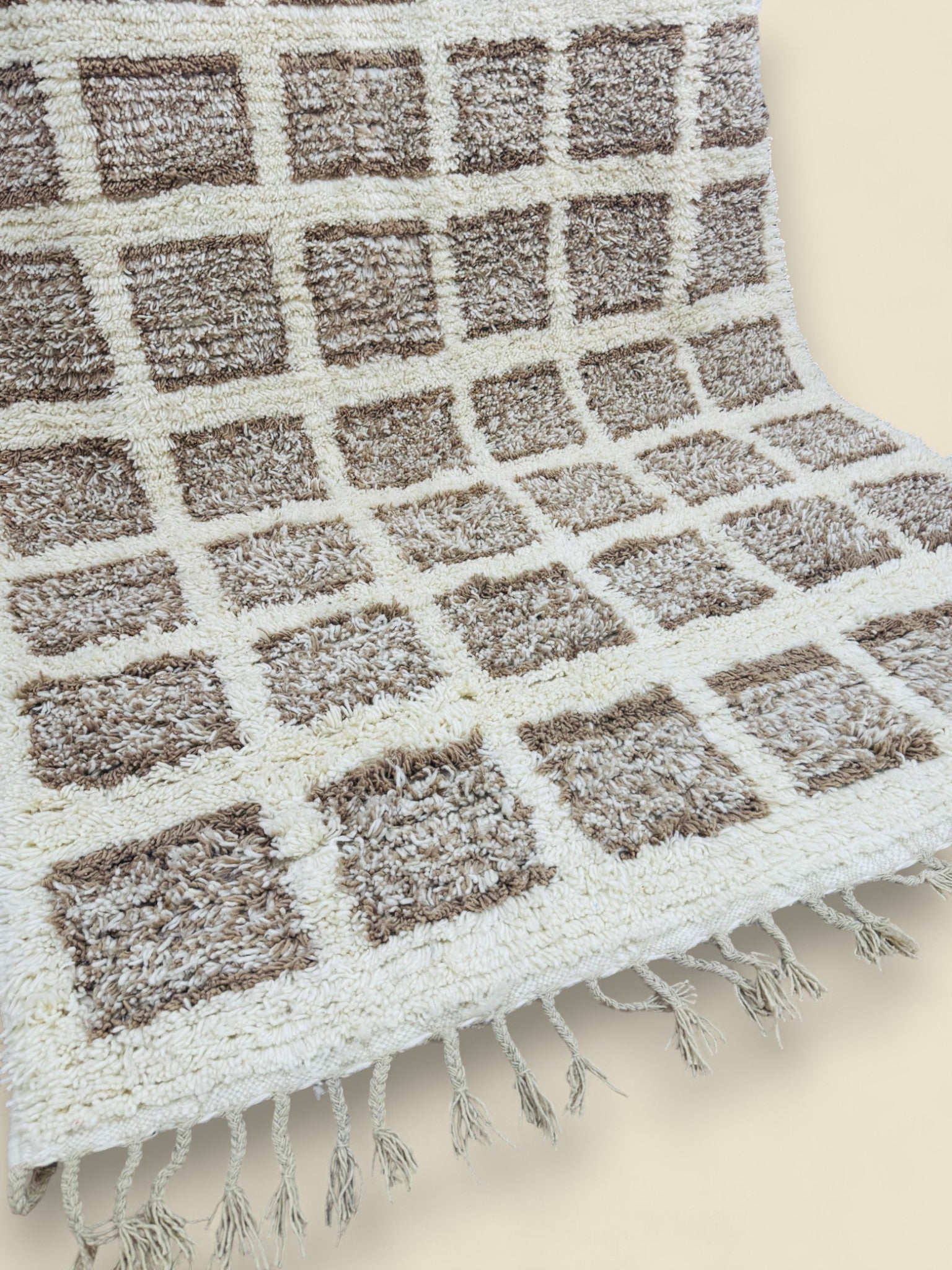 Tilila Moroccan Berber Rug – Handwoven Wool Checkered Design - We The Collective