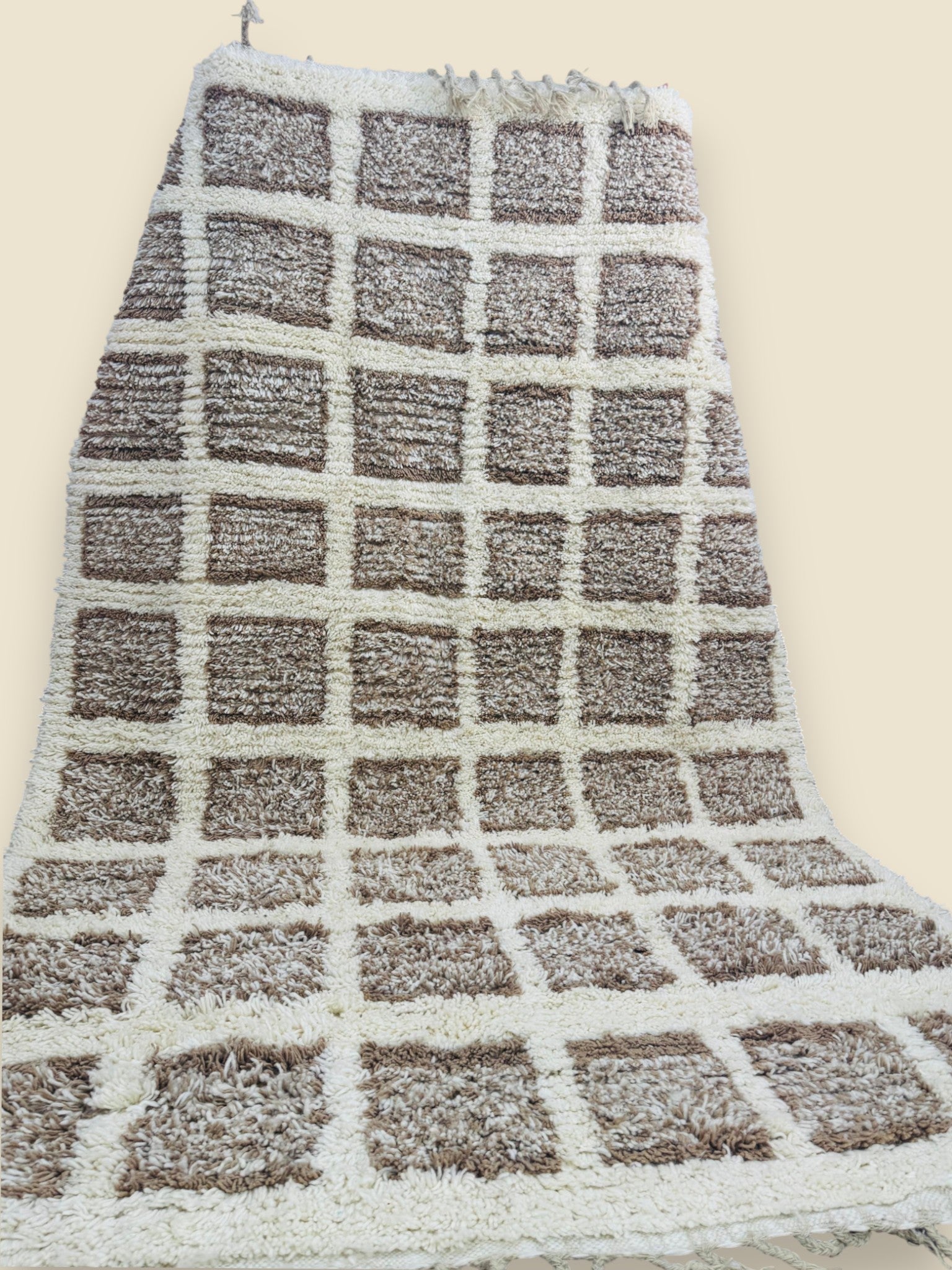 Tilila Moroccan Berber Rug – Handwoven Wool Checkered Design - We The Collective