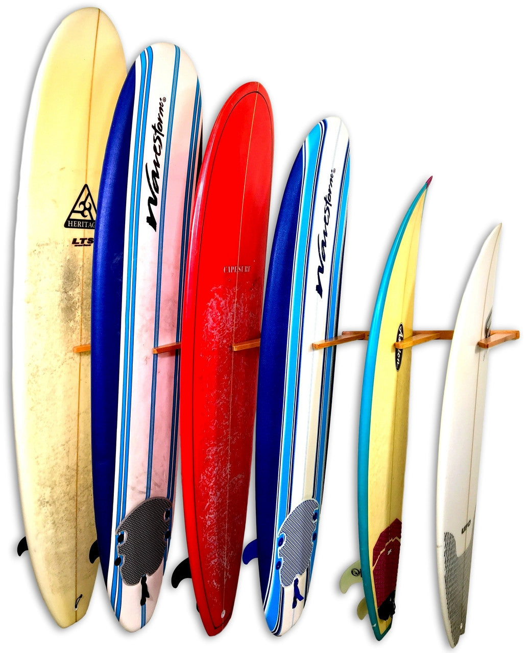 Holden Beach Surfboard Storage Vertical Wood Rack | Holds 6 Surfboards - OVERLANDERS Outfitter