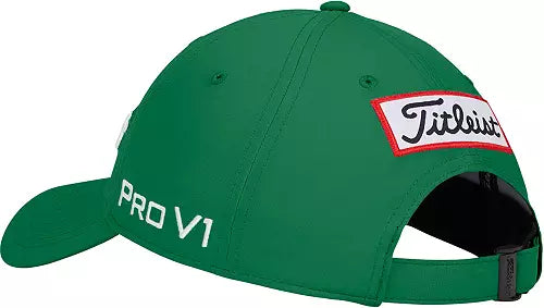 Titleist men's tour performance golf hat with adjustable strap and breathable fabric for sun protection during golf.
