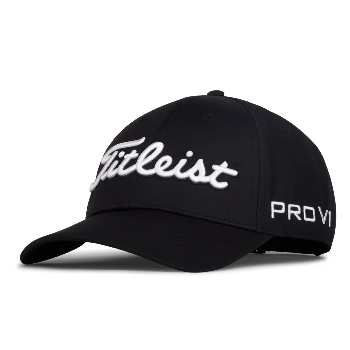 Titleist men's tour performance golf hat with adjustable strap, breathable fabric, and classic design for golf and outdoor activities.