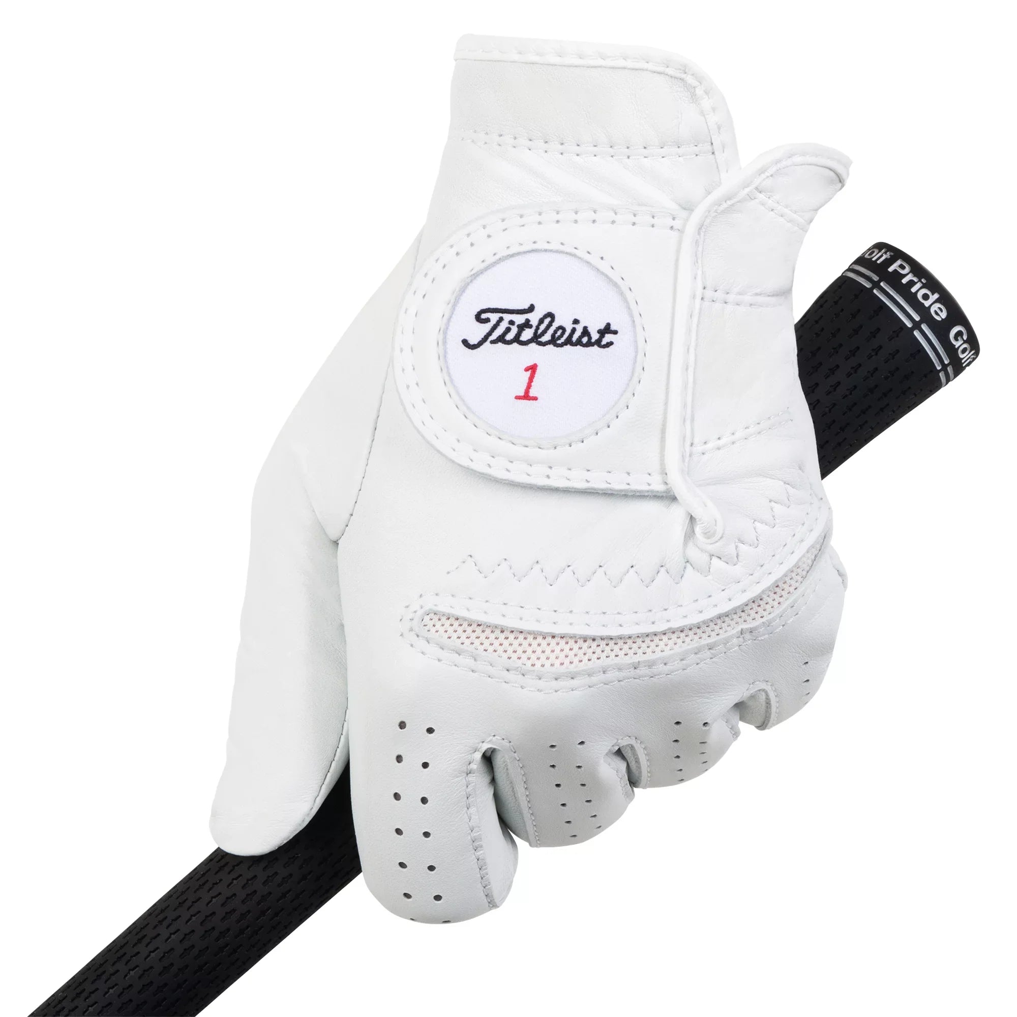 Titleist Perma Soft golf gloves by ParWestGolf, showing the black and white gloves with textured fingers and logo branding.