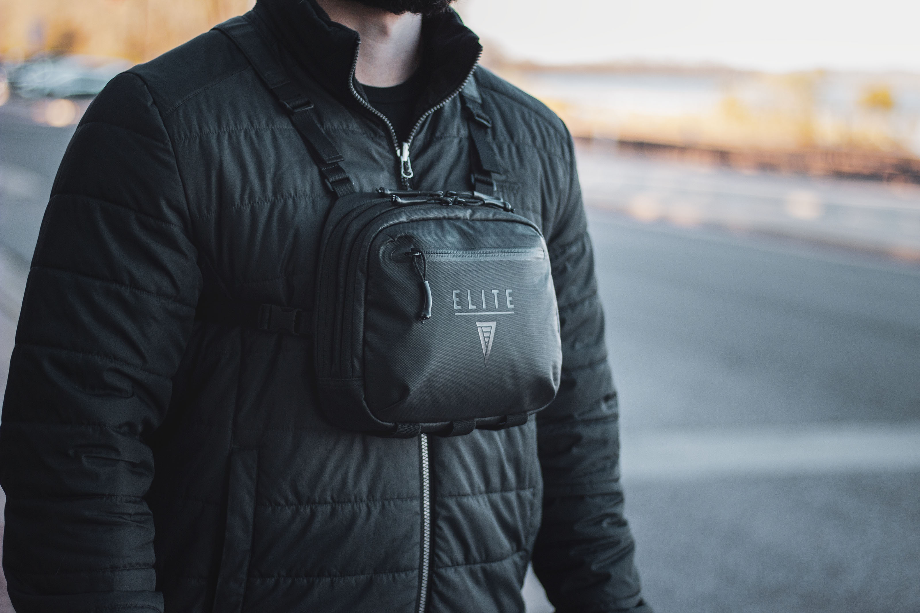 Elite Survival Systems Trailguard Chest Pack, a concealed carry pouch with multiple compartments and adjustable straps.