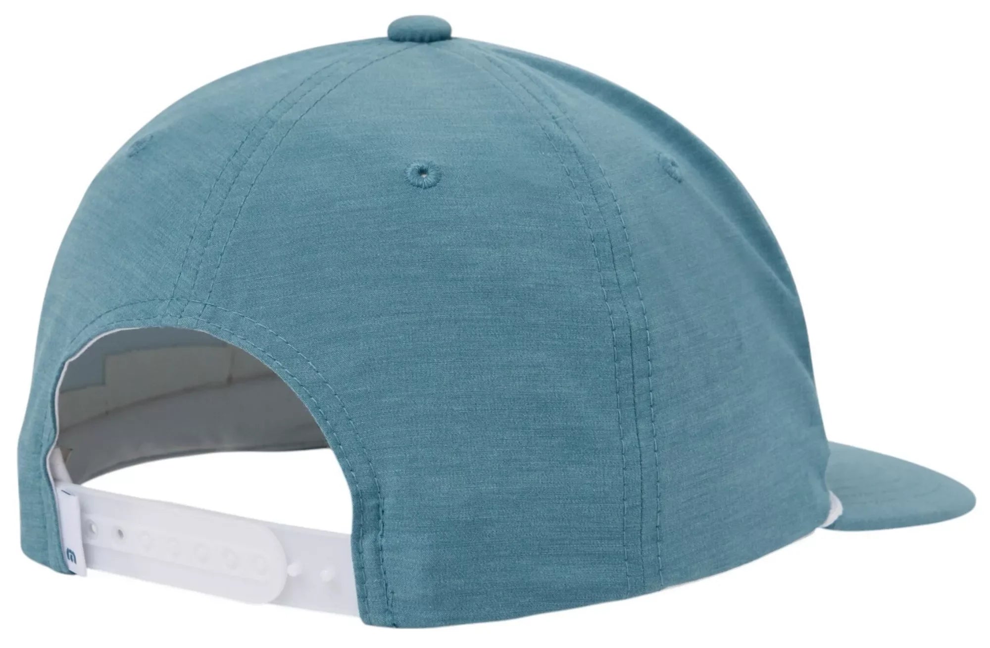 TravisMathew adult Hidden Agenda golf hat in black with curved brim and embroidered logo for stylish sun protection.