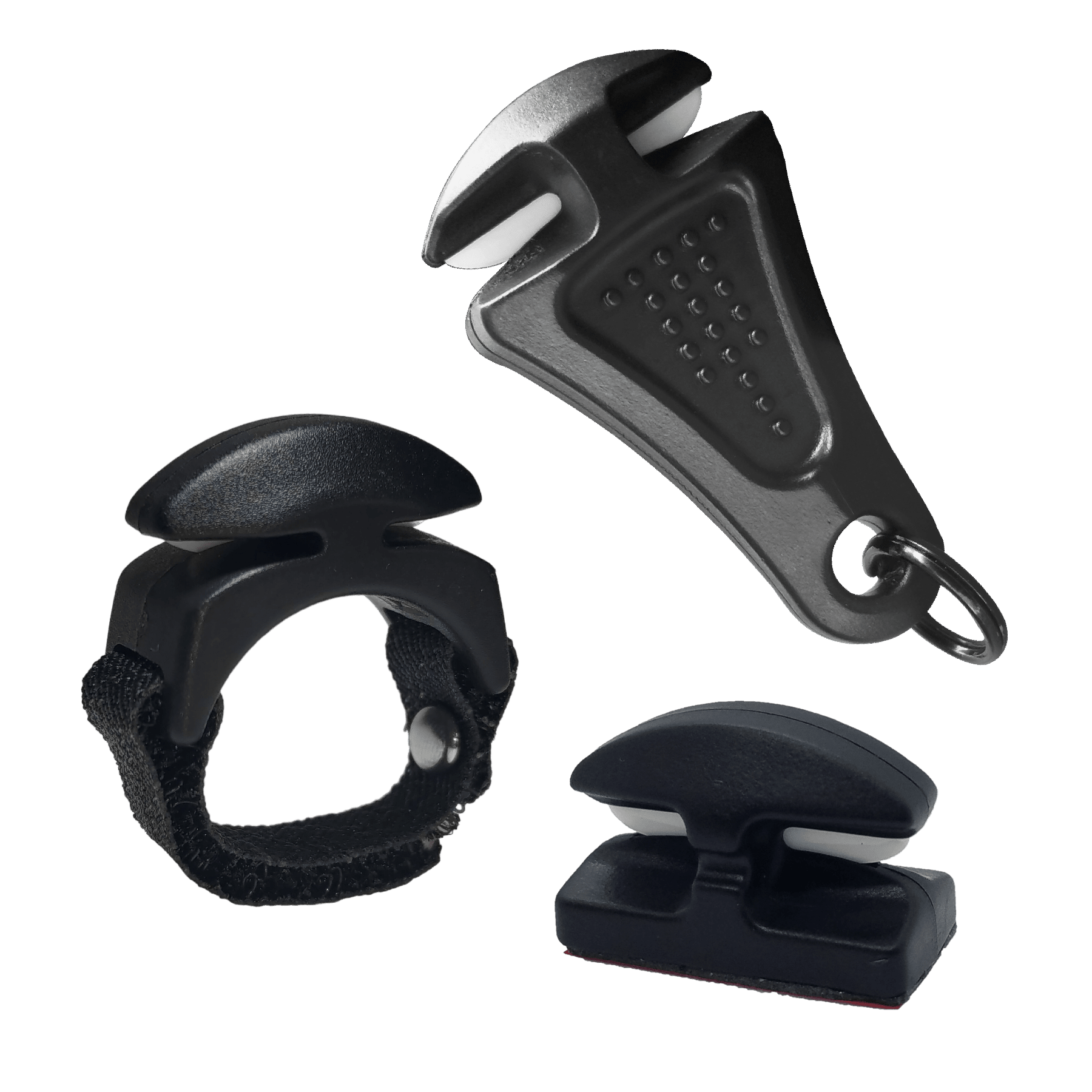 Line Cutterz Triple Play fishing line cutter multi-pack with three black combo cutters on a white background.