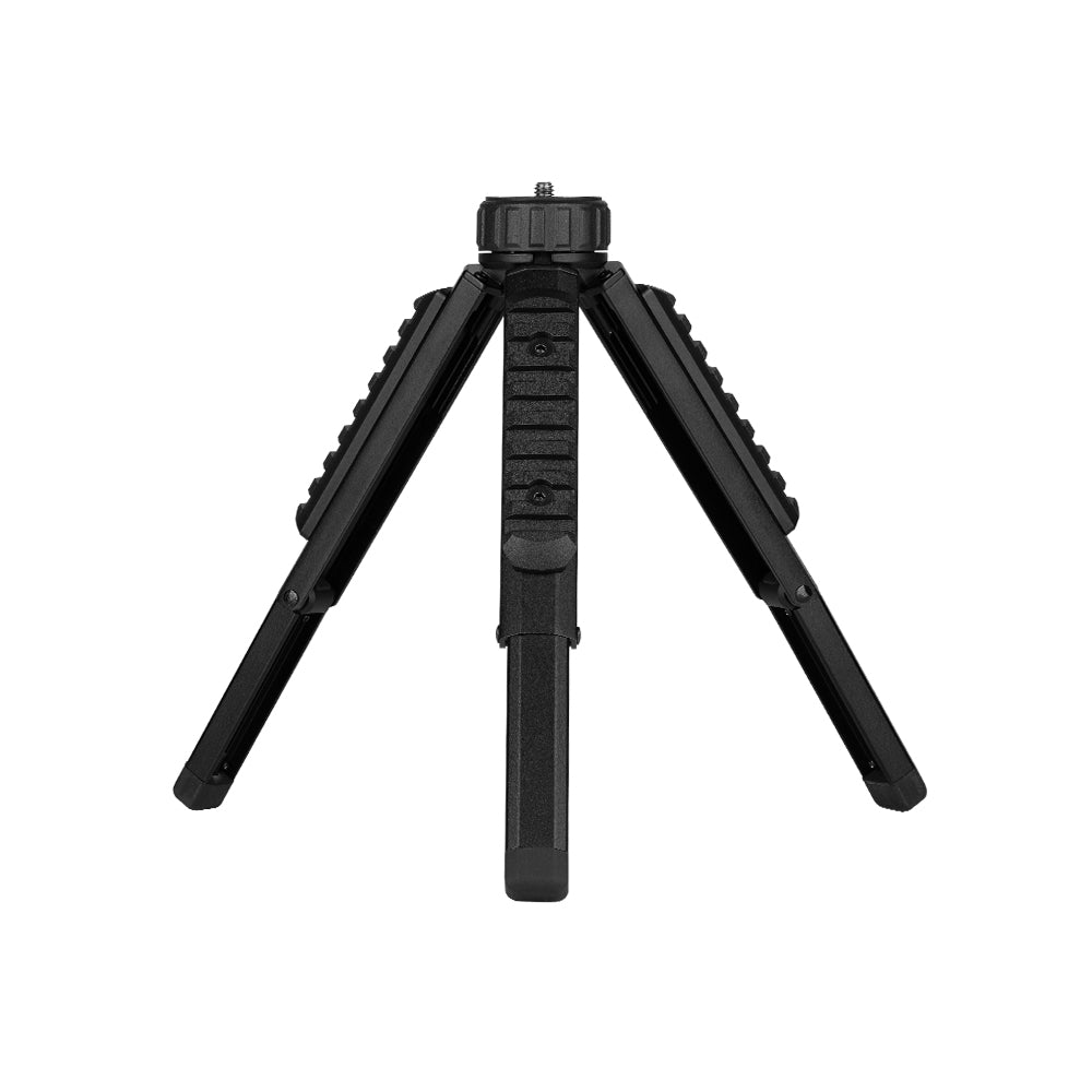 MUCITUP Olight Prowess tripod flashlight standing on a surface with adjustable legs and a mounted light head.
