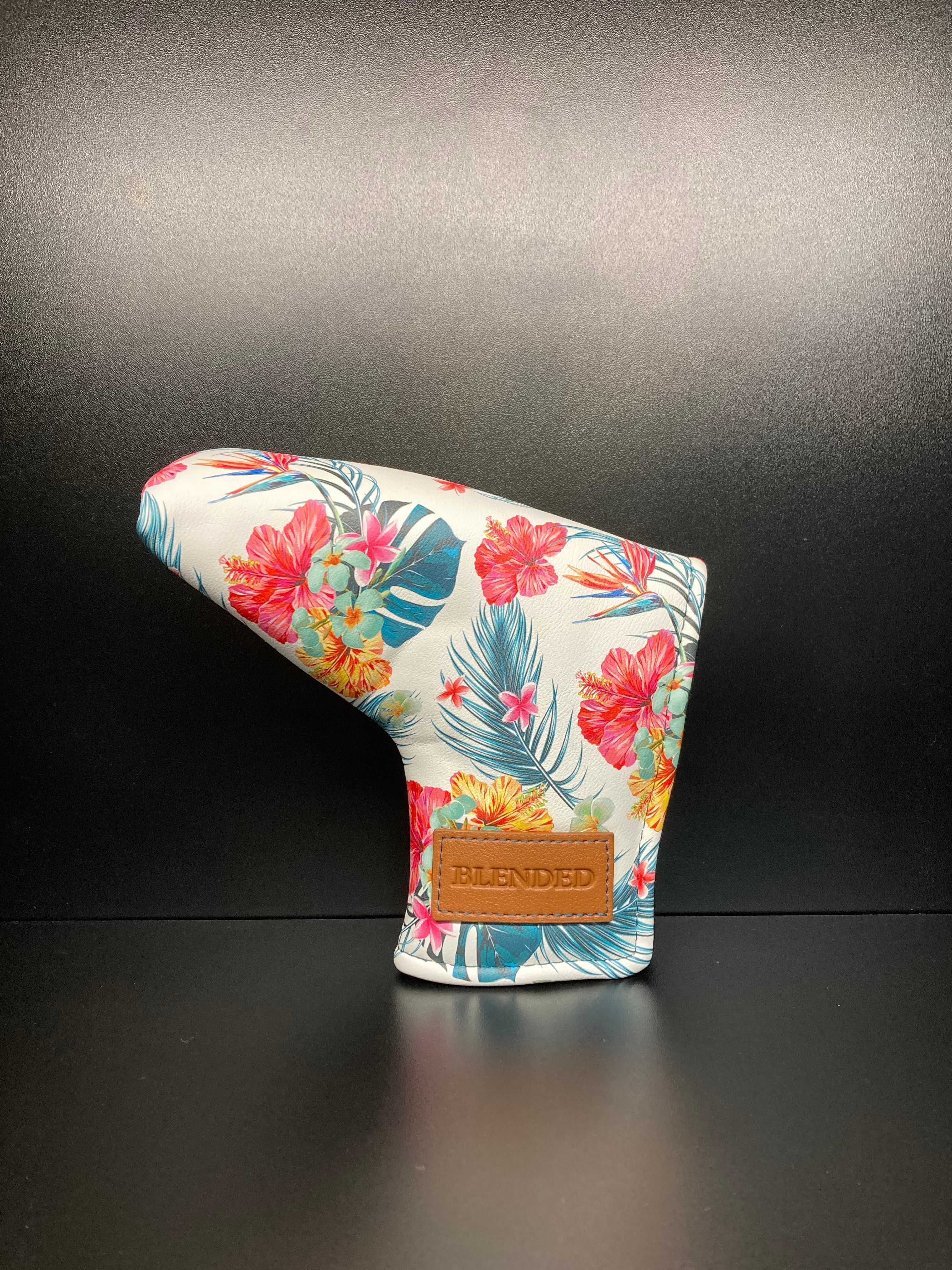 Tropical floral print golf club headcover by ParWestGolf with vibrant tropical flower design for golf clubs.