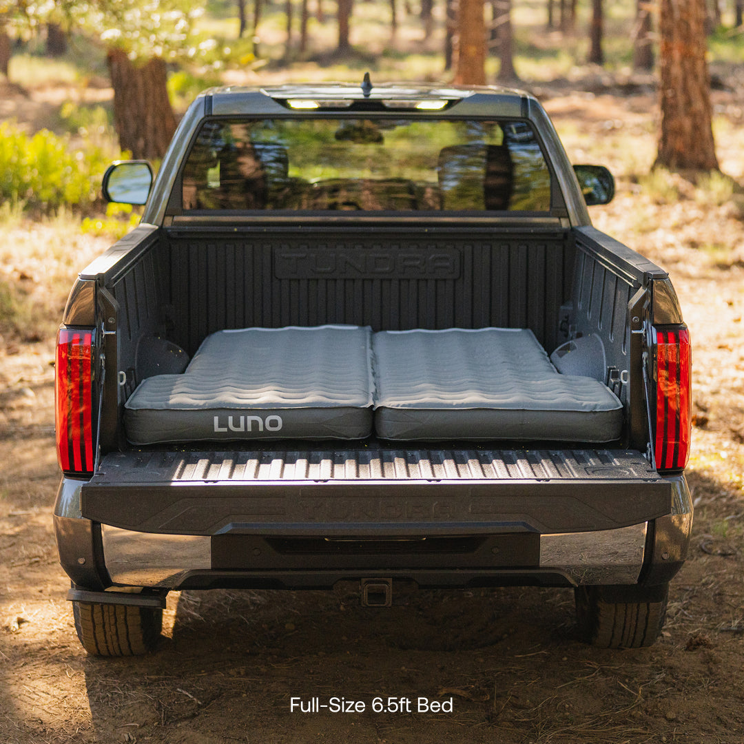 Luno® AIR Truck Bed Mattress for full-size 6.5ft truck beds, showcasing its durable material and comfortable design.