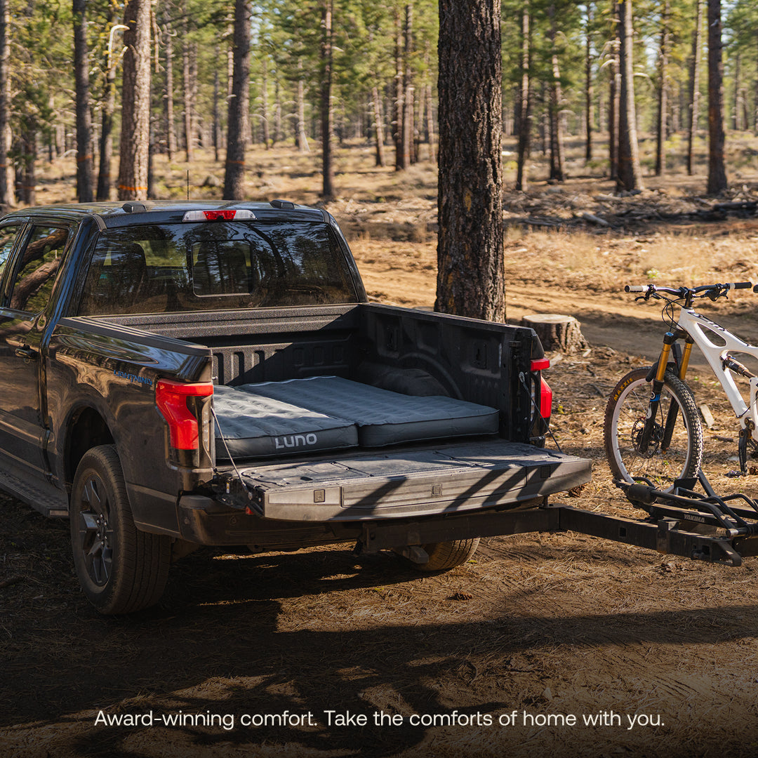 Luno® AIR Truck Bed Mattress for full-size 5.5ft truck beds, showcasing its durable design and comfortable sleeping surface.