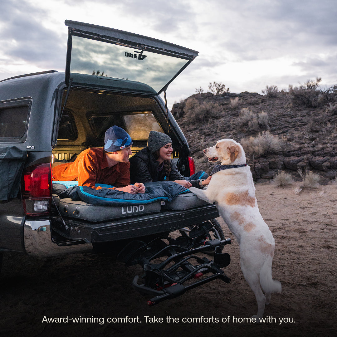 Luno® AIR Truck Bed Mattress designed for mid-size 5ft truck beds, showcasing durable material and comfortable surface.