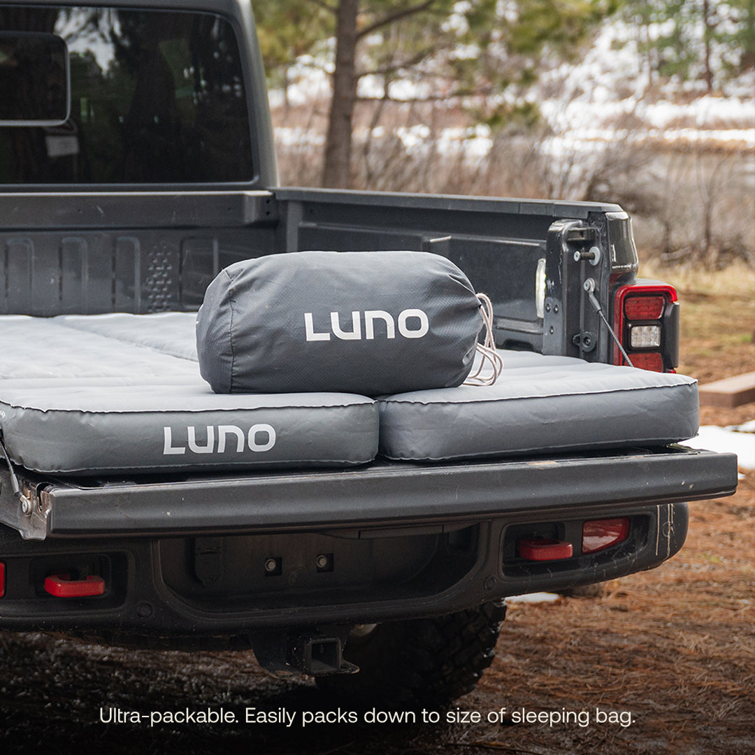 Luno® AIR Truck Bed Mattress for mid-size 5ft truck beds, featuring a durable, inflatable design for comfortable sleep.