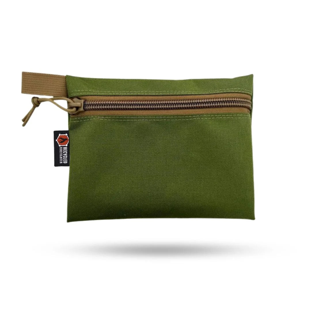 Recycled Firefighter Truckie Large bag in olive drab and coyote Cordura fabric with sturdy straps and functional design.
