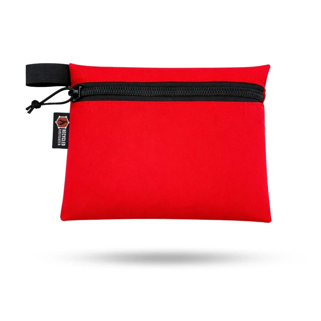 Large Recycled Firefighter Truckie bag made of durable red Cordura fabric, designed for versatile carrying and organization.