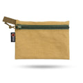 Recycled Firefighter Truckie Large gear bag in brown and olive with sturdy handles and multiple compartments.