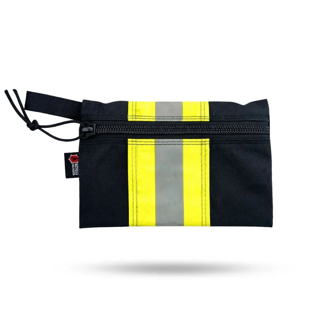 Recycled Firefighter Truckie medium vintage bunker gear bag in black with reinforced handles and durable material.