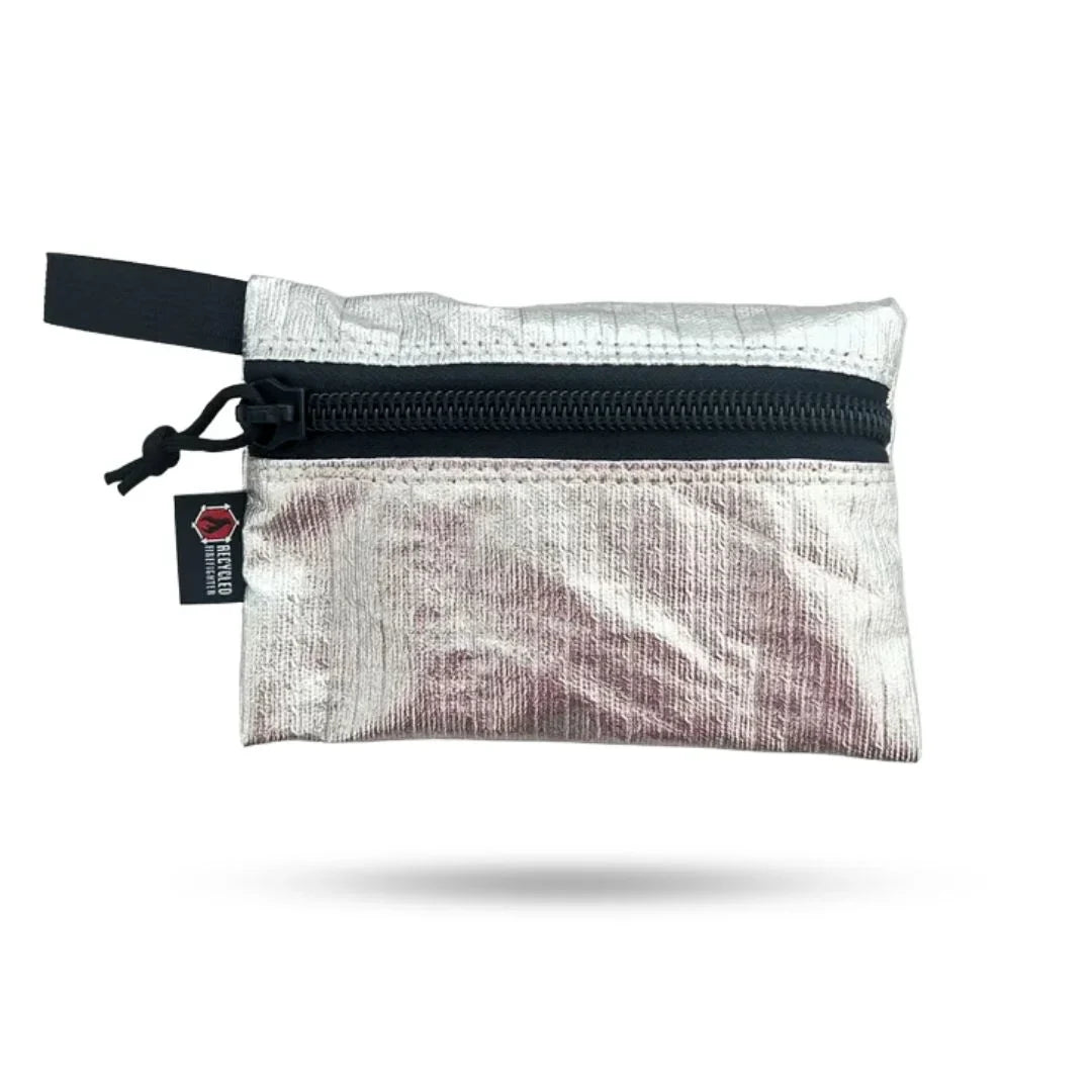 Recycled Firefighter Truckie Medium vintage firefighter bunker gear bag in silver, designed for durability and style.