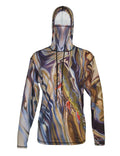 Front view of the UGV Brook Graphic Fishing Hoodie by Sunpro Hoodies from Cognito Brands, Inc., showcasing the detailed fishing graphic design.
