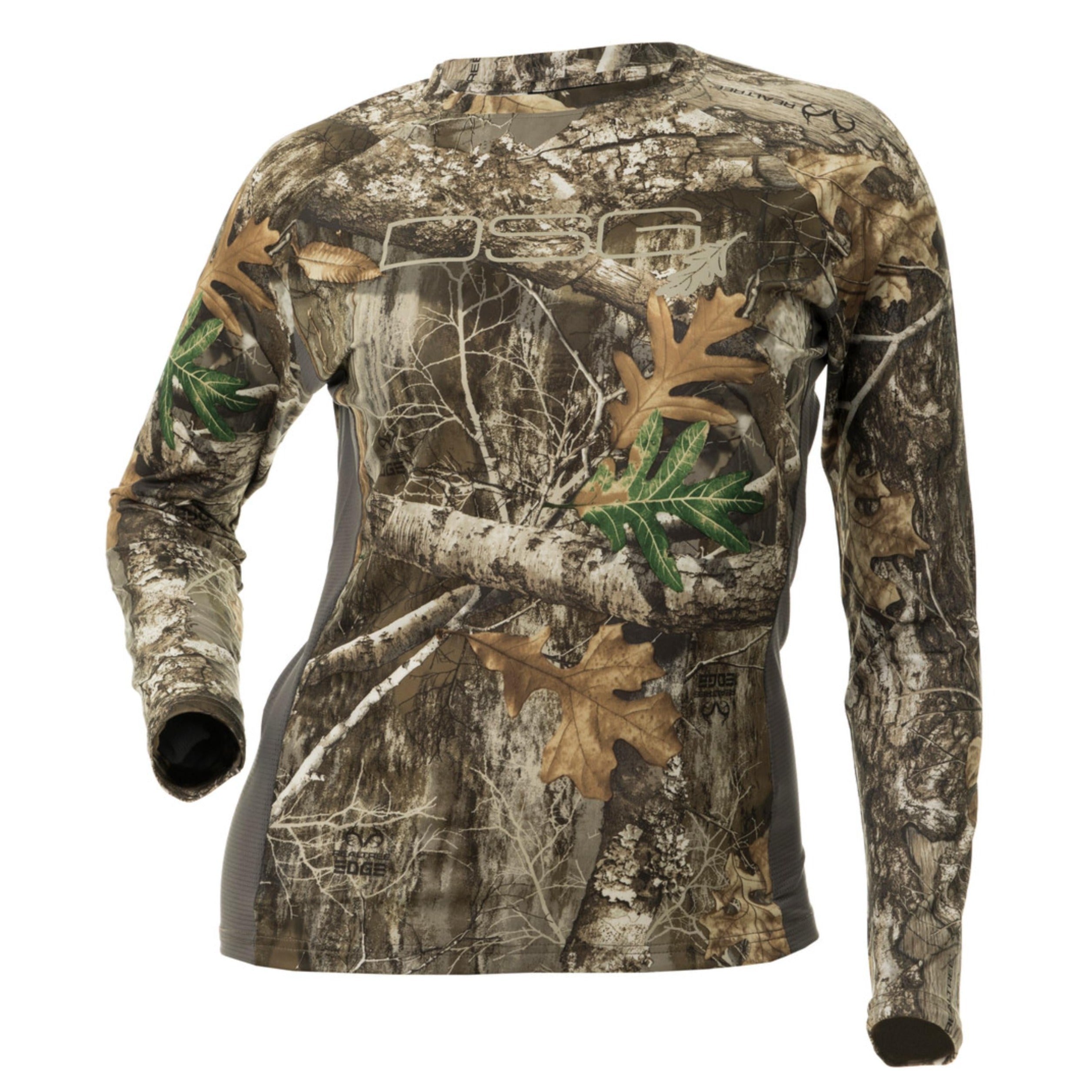 Front view of DSG OUTERWEAR ultra lightweight long sleeve shirt with UPF 50+ protection, shown in a neutral color.