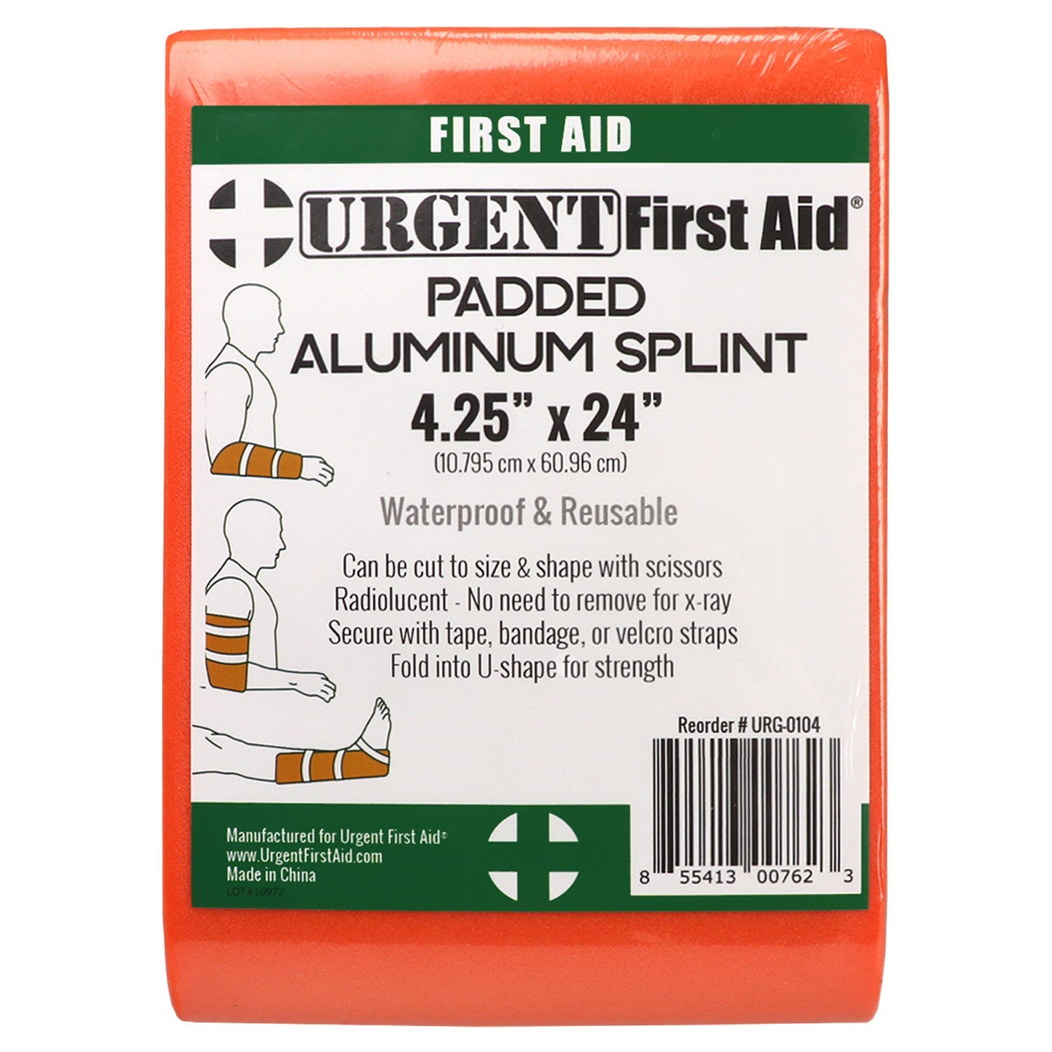Padded Multi-Purpose Splint, Aluminum, Reusable, Orange - OVERLANDERS Outfitter