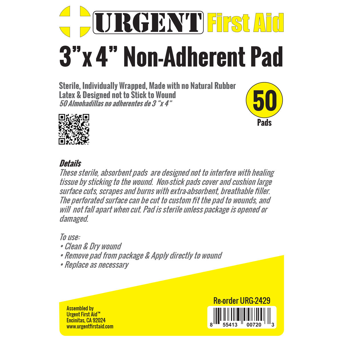 3"x4" Non-Adherent Pad, 50 Per Bag - OVERLANDERS Outfitter