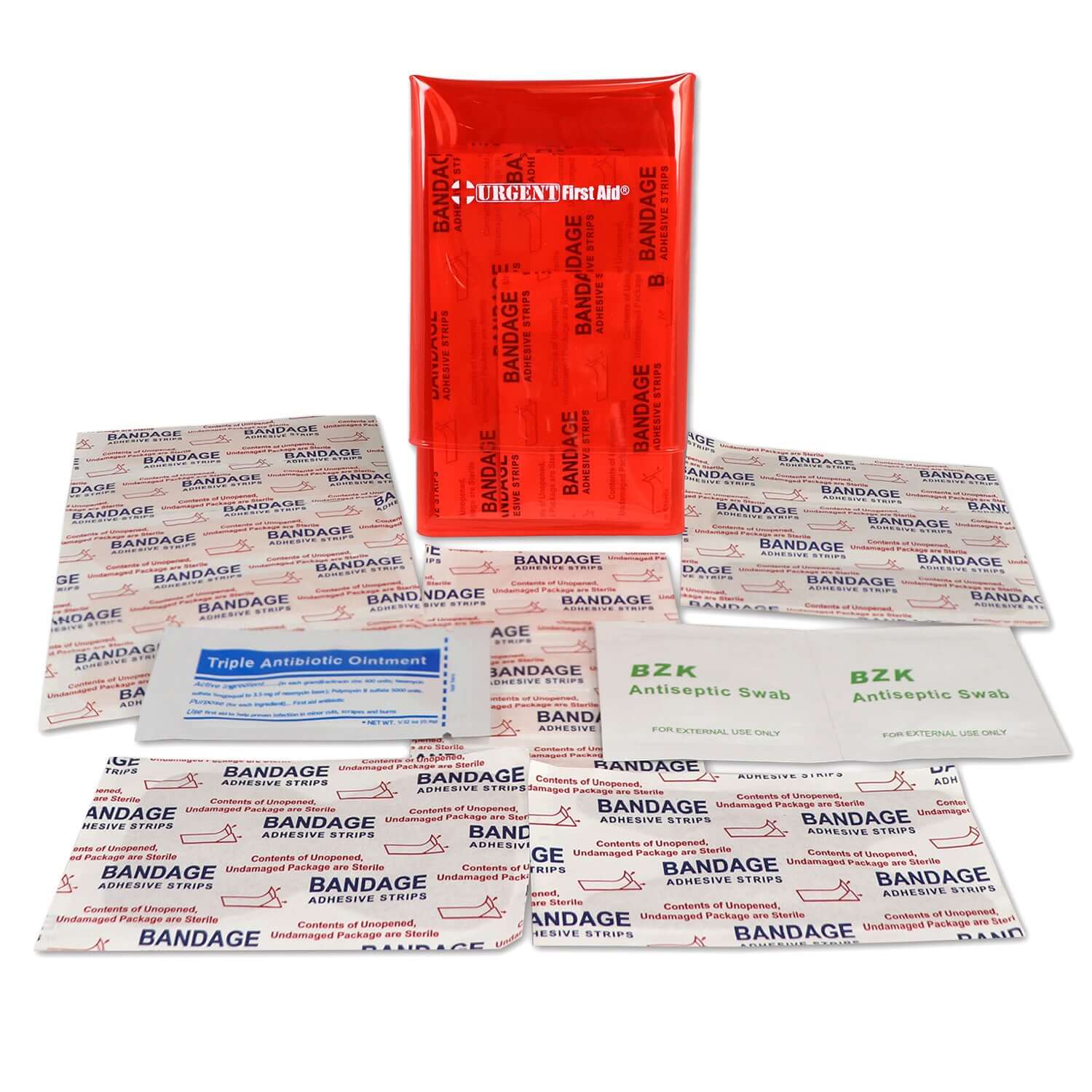 Mini Folding First Aid Pack, Red, Urgent First Aid, 18 Pieces - OVERLANDERS Outfitter