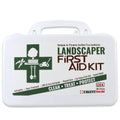 Plastic case of Quakekits landscaper's first aid kit with 103-piece emergency medical supplies for outdoor work.