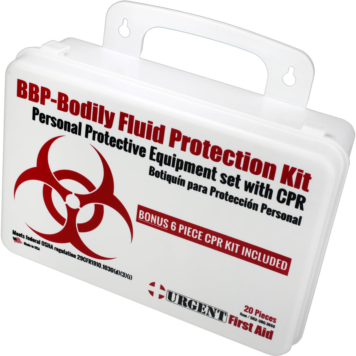 Quakekits Bodily Fluid Protection Kit with bleeding management supplies and bonus 6-piece CPR kit for rescue safety.