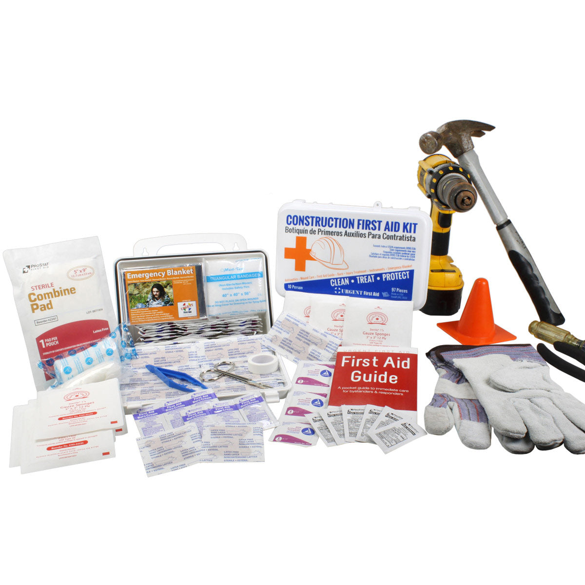 Bilingual OSHA Contractors First Aid Kit for Job Sites up to 10 People, 97 pieces - OVERLANDERS Outfitter