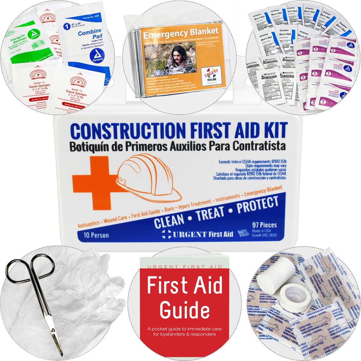 Bilingual OSHA Contractors First Aid Kit for Job Sites up to 10 People, 97 pieces - OVERLANDERS Outfitter