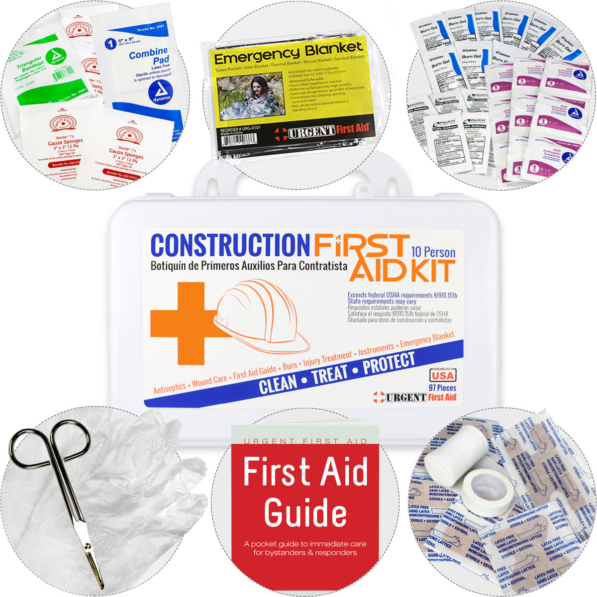 Bilingual OSHA Contractors First Aid Kit for Job Sites up to 10 People, 97 pieces - OVERLANDERS Outfitter