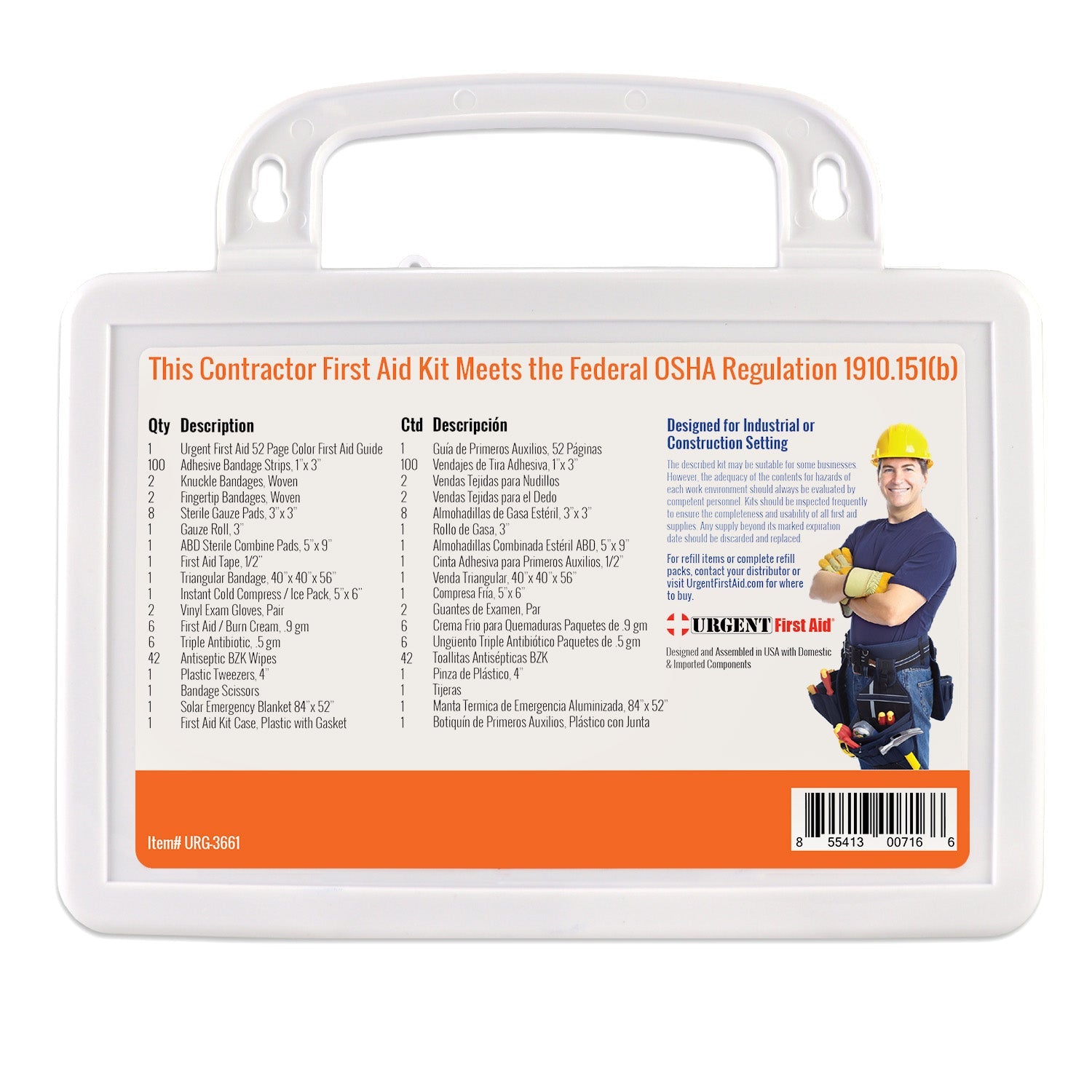 OSHA Contractors First Aid Kit - 25 Person, Plastic, 180 pieces - OVERLANDERS Outfitter