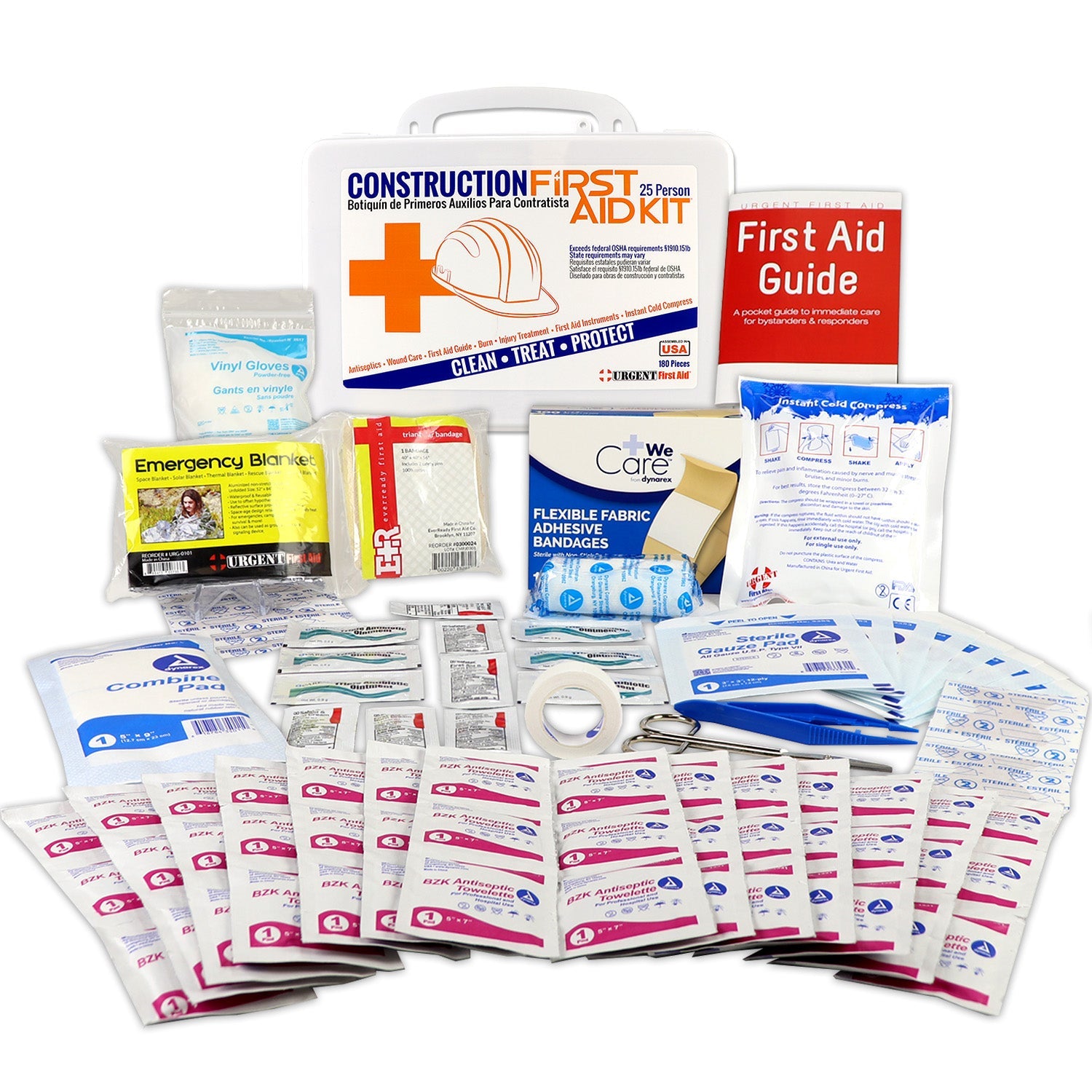 OSHA Contractors First Aid Kit - 25 Person, Plastic, 180 pieces - OVERLANDERS Outfitter