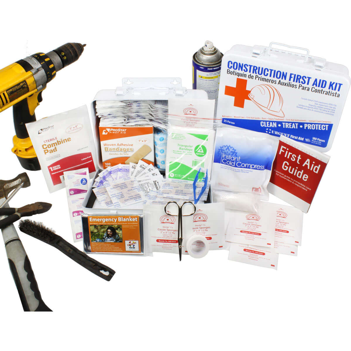 Bilingual OSHA Contractors First Aid Kit for Job Sites up to 25 People, 180 pieces - OVERLANDERS Outfitter