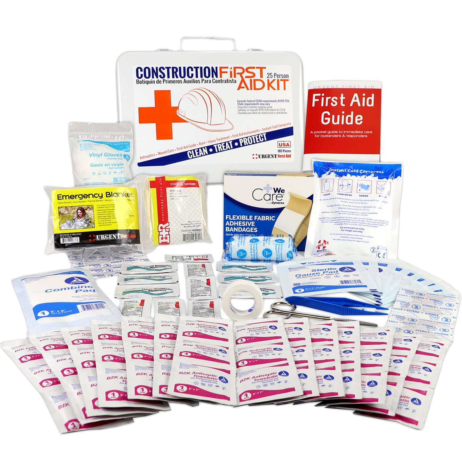 Bilingual OSHA Contractors First Aid Kit for Job Sites up to 25 People, 180 pieces - OVERLANDERS Outfitter