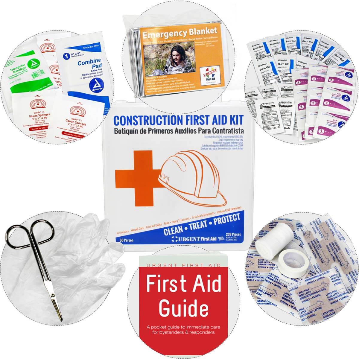 Bilingual OSHA Contractors First Aid Kit for Job Sites up to 50 People, 238 pieces - OVERLANDERS Outfitter