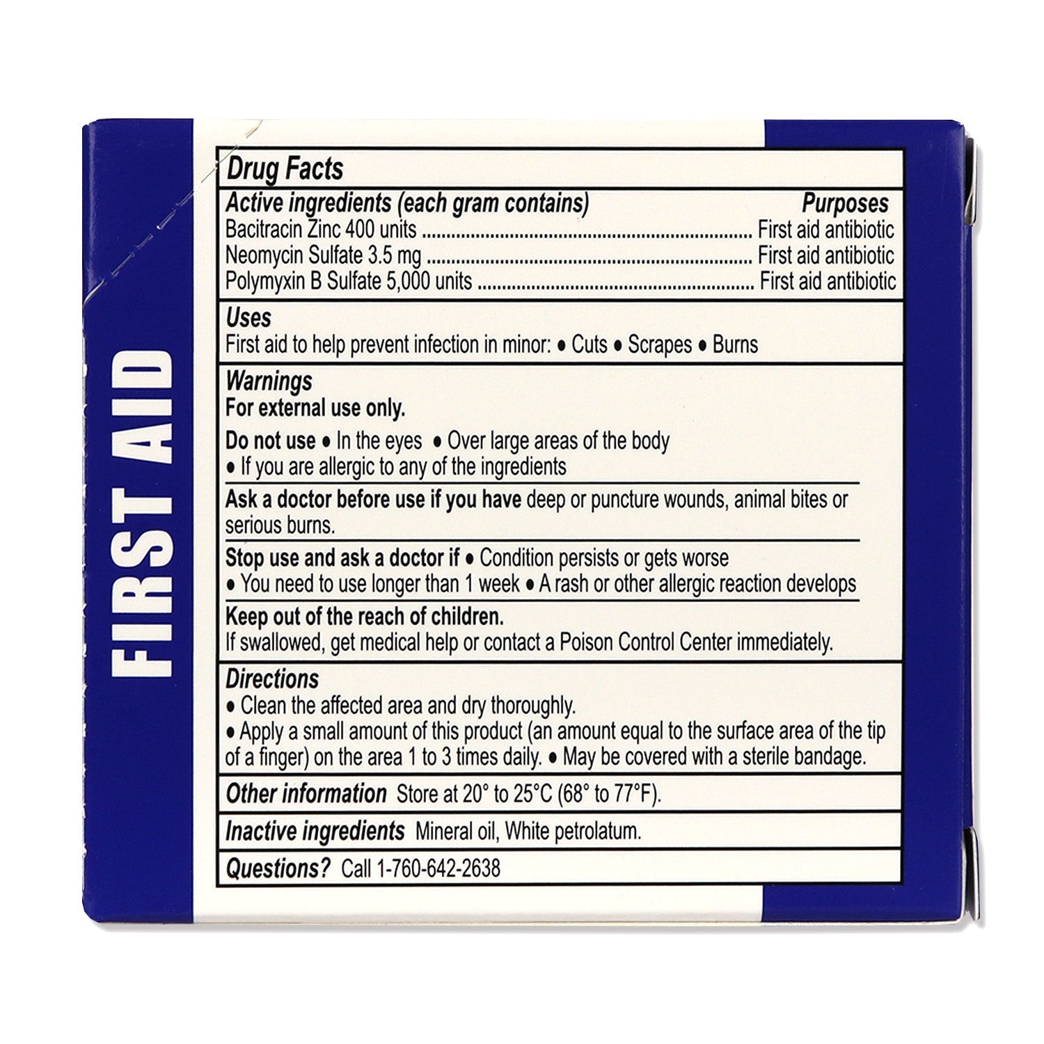 Box of 25 single-use 0.5g tubes of QuakeKits Triple Antibiotic Ointment for skin infections and cuts.