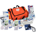 Orange 151-piece first responder kit by QuakeKits with first aid supplies, emergency tools, and medical essentials.