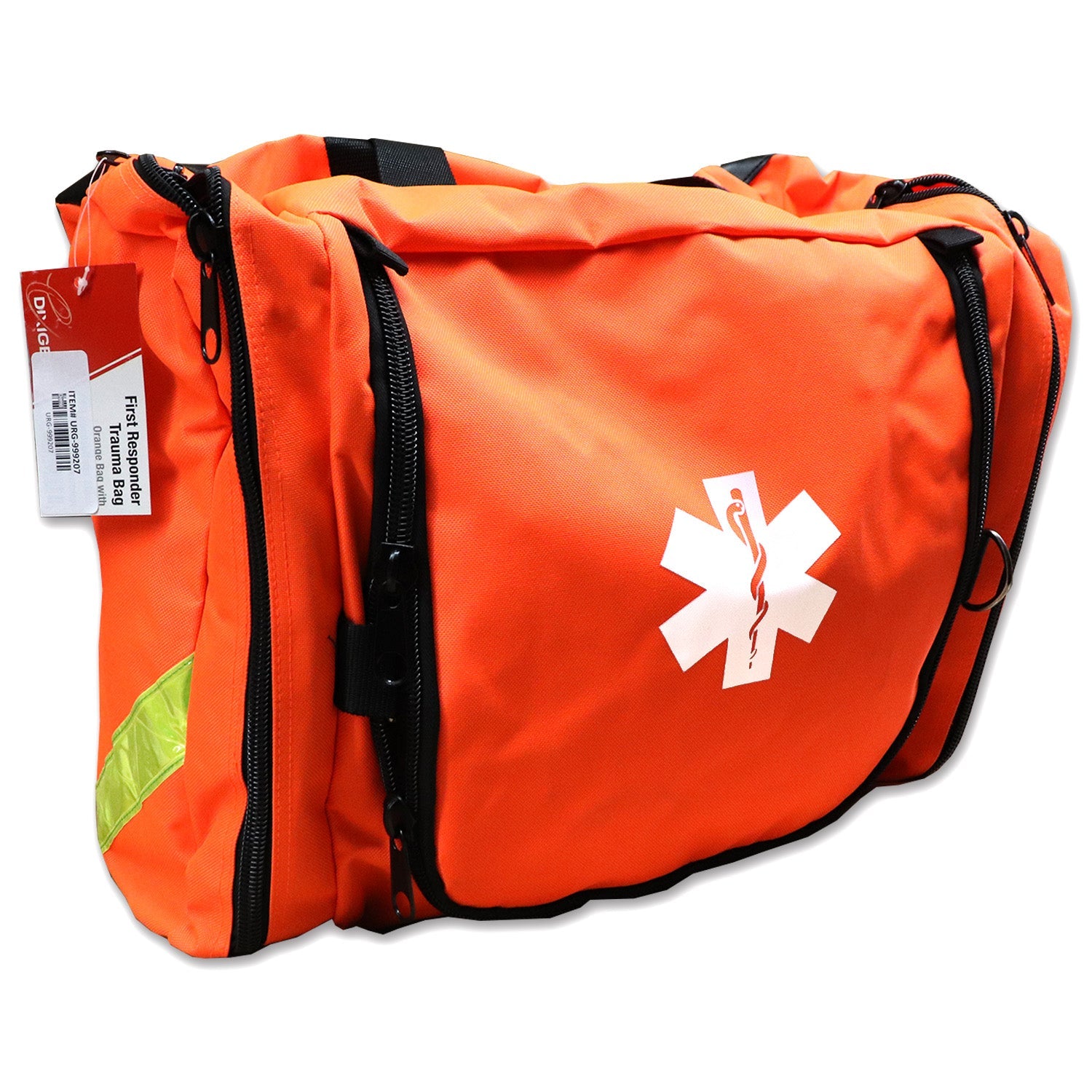 Orange 151-piece first responder kit from QuakeKits with first aid supplies and emergency tools in a compact kit.