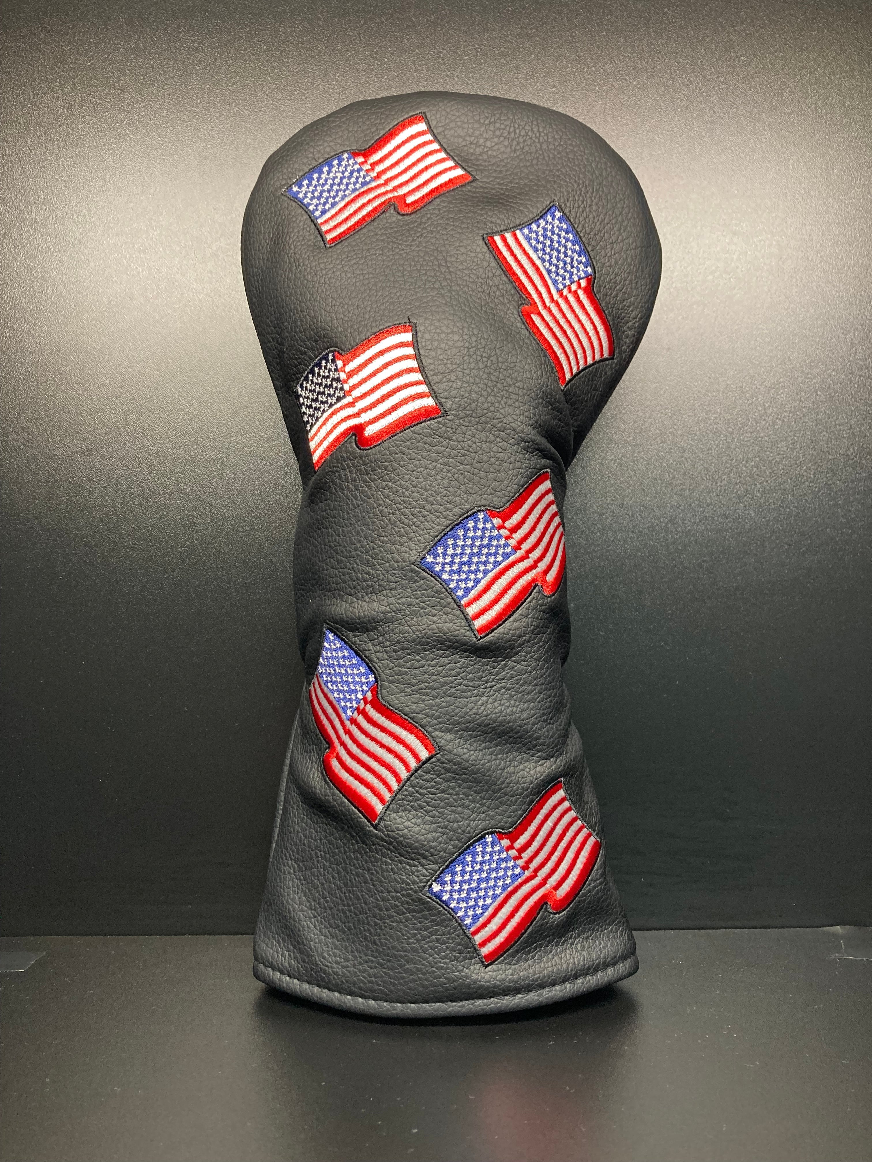 USA flag golf club headcover by ParWestGolf, featuring vibrant red, white, and blue stars and stripes design.